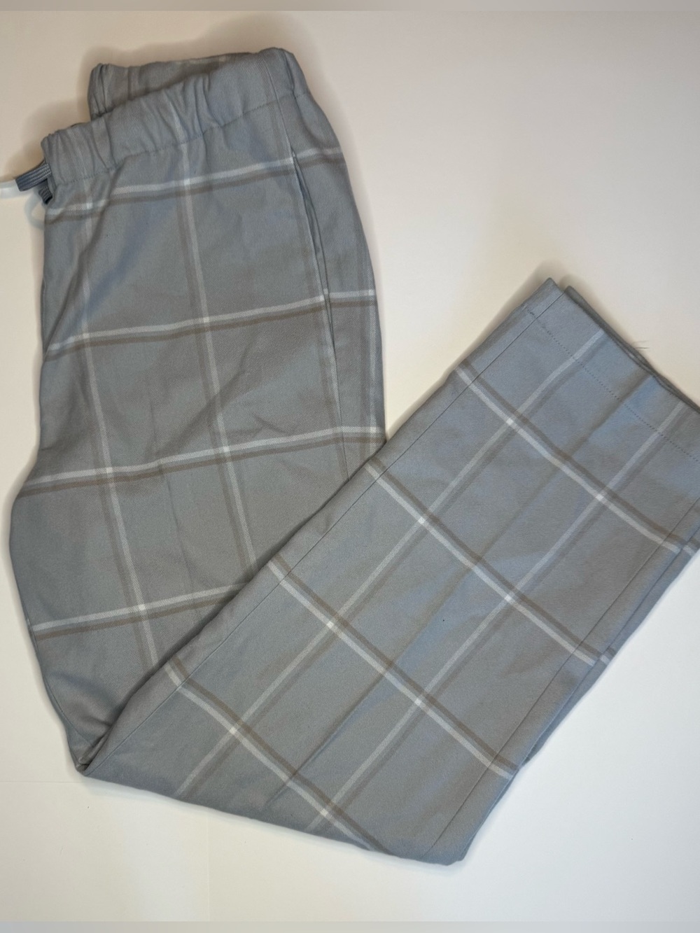Babaton Light Blue Windowpane Plaid Pajama Pants